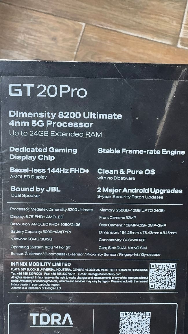 infinix GT20PRO 256GB/24GB Ram